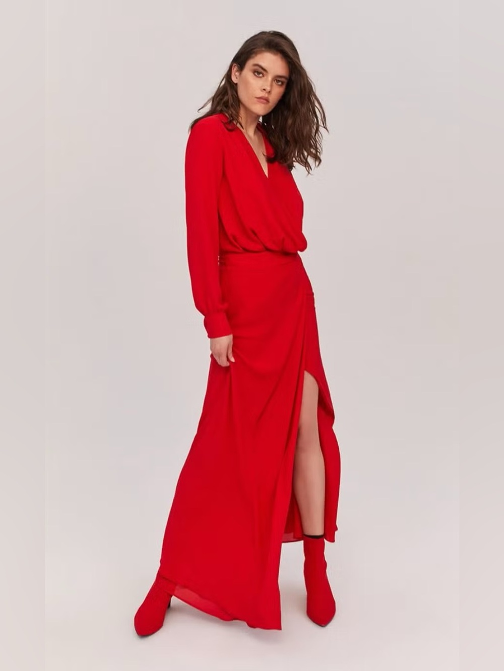 Fame and Partners Red Wrap Maxi Dress